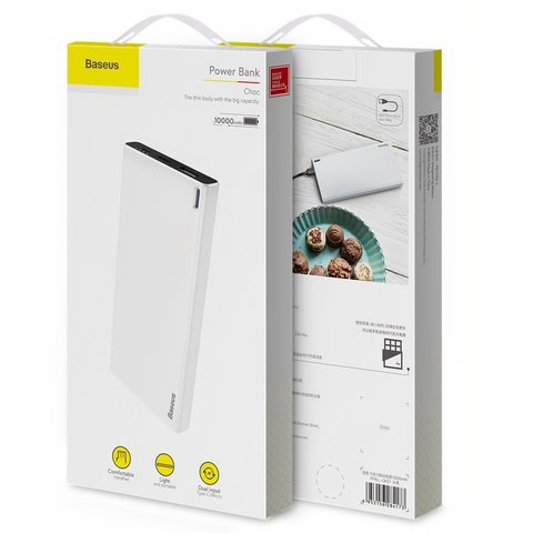 Power bank Baseus BS-10KP103, 10000 мАч, USB-выход 5В 2А, 128×63×13 мм, белый, #PPALL-QK21 Превью 1