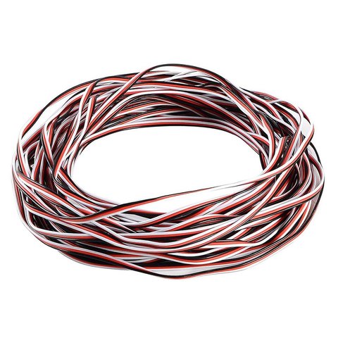 Сервокабель 3x22AWG, 0,33 мм², 1 м, плоский, чорний, червоний, білий Прев'ю 1