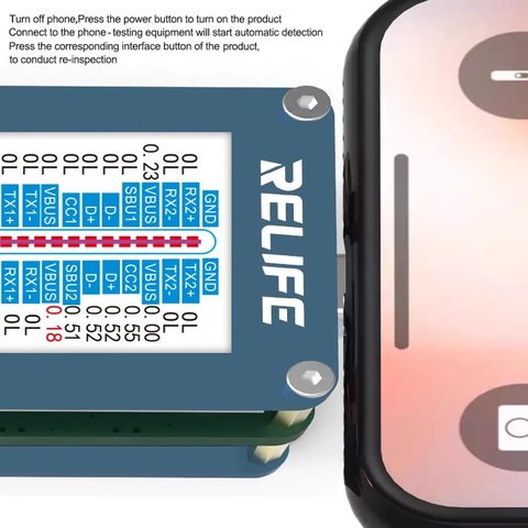 Тест-кабель для проверки коннектора зарядки RELIFE TB-09, USB тип-C, Lightning Превью 4