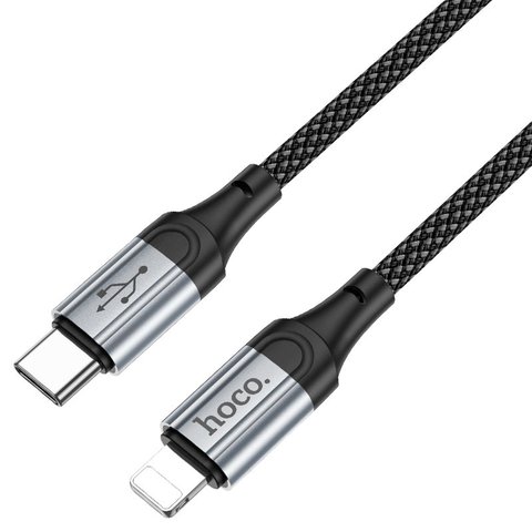 USB кабель Hoco X102, USB тип-C, Lightning, 100 см, 27 Вт, черный, в нейлоновой оплетке, #6942007608749 Превью 2