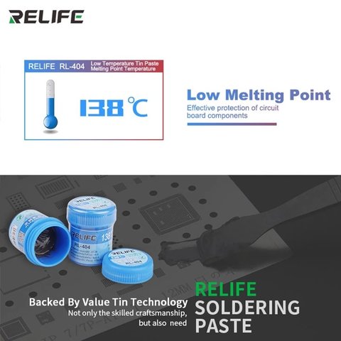 BGA паста RELIFE RL-404, Sn 42%, Bi 58%, 138 °C, 40 г Превью 4
