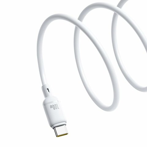 USB кабель Baseus Silky, 2xUSB тип-C, 200 см, 100 Вт, белый, силиконовый, #P10377704213-01 Превью 1
