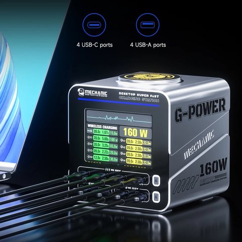 Мережевий зарядний пристрій Mechanic G-Power, 160 Вт, Quick Charge, Power Delivery (PD), 8 портів Прев'ю 2