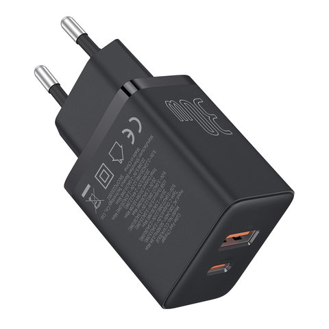 Сетевое зарядное устройство Baseus Cube, 30 Вт, Power Delivery (PD), Fast Charge, черный, 2 порта, #P10111404113-00 Превью 1