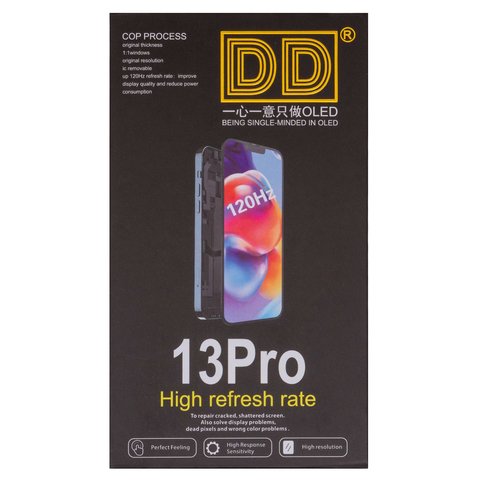 LCD compatible with iPhone 13 Pro, (black, with frame, HC, without error, (OLED), DD-OLED OEM soft, 120Hz, diagnosable) Preview 2