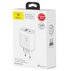 Adaptador de red Baseus BS-EUQC02, 32 W, Quick Charge, 220 V, (USB Type C entrada 5V 3A/9V 2.5A/12V 2A/15V 1.8A), (salidas USB 5V 1A), blanco, #CCALL-BG02 Vista previa  1