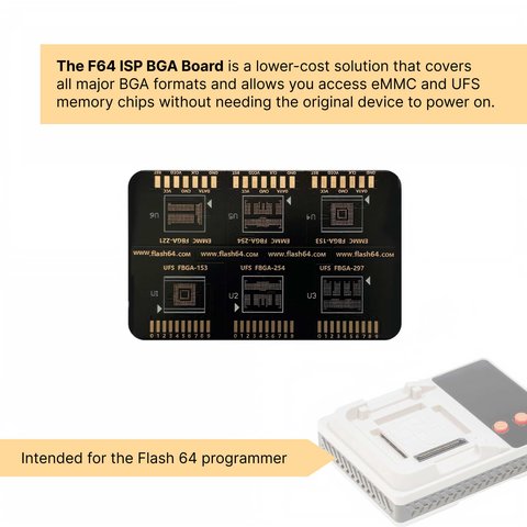 Placa Flash 64 BGA ISP para microcircuitos de memoria eMMC / UFS Vista previa  3