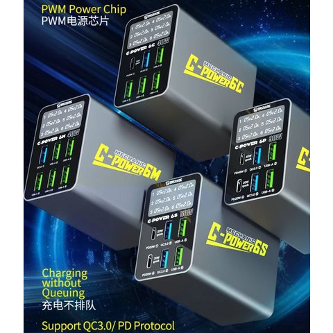 Мережевий зарядний пристрій Mechanic C-Power 6P, 90 Вт, Quick Charge, Power Delivery (PD), 6 портів Прев'ю 2