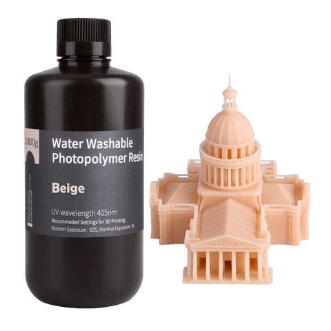Фотополимерная смола для 3D-принтера ELEGOO Beige (водосмываемая), 1 кг Превью 3