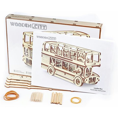 Mechanical 3D Puzzle Wooden.City London Bus Preview 8